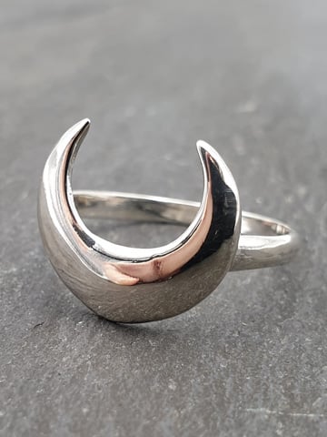 Sterling silver crescent hot sale moon ring